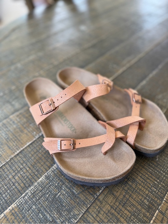 Birkenstock Shoes - Birkenstock women's Metallic Peach-Strap Sandals